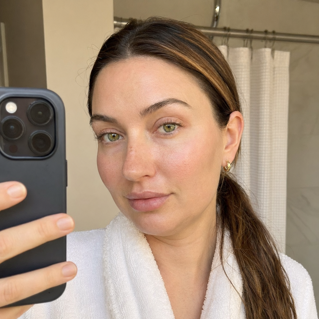 Day 3: Maya in white robe, low ponytail