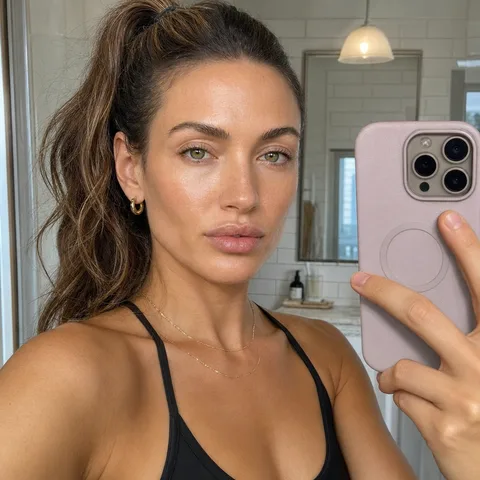 Day 12: Maya in a side-profile mirror selfie, jawline visible