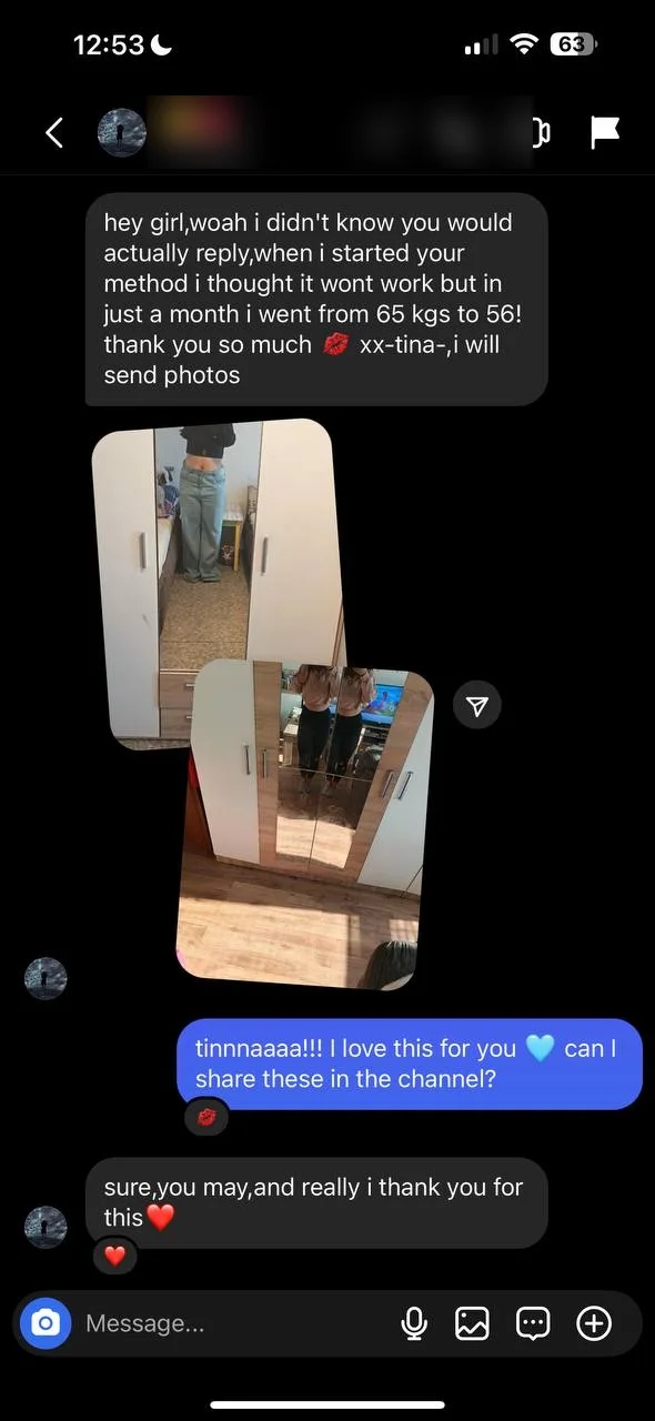 An Instagram message from a customer, shared with permission